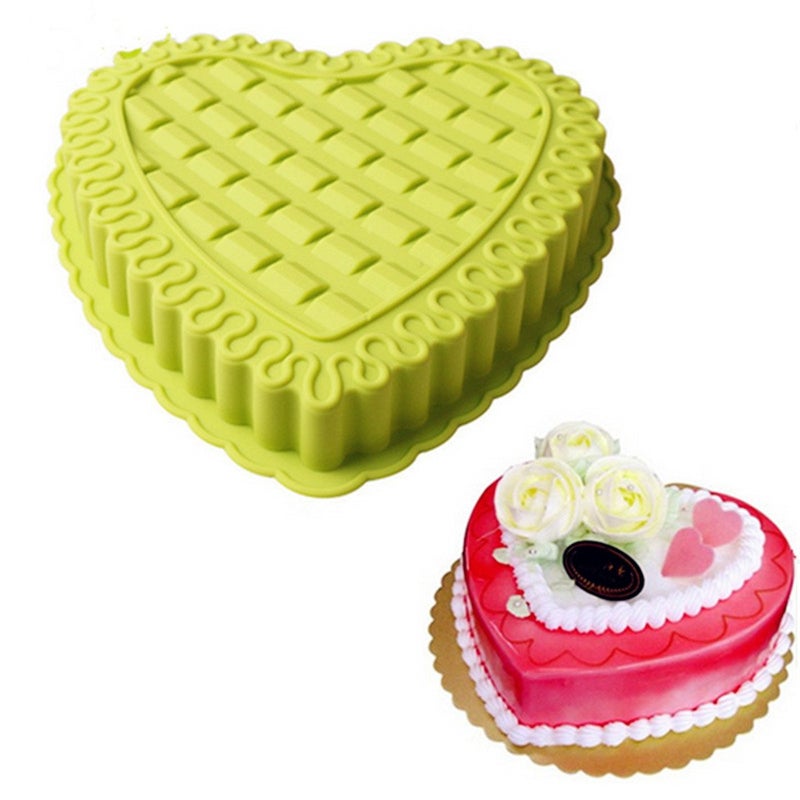FantasyDay 10'' Love Heart Shape Silicone Baking Molds, Anniversary Birthday Tray-Wedding Festival Party Silicone Cake Mold for Muffins Brownie Cornbread Candy Chocolates Butter Fondant Gummy Bread - Image 1